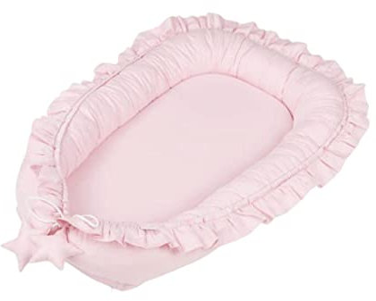 Yililay Nido de Nido de bebés, Baby tounger algodón recién Nacido Nido de cáscara de c el portátil de Cuna portátil con Encaje, Rojo Claro