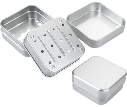 2 Pieza Jabonera de Aluminio,Jabonera de Aluminio con Rejilla de Goteo Extraíble,Caja de jabón,Recipiente de Metal para jabones sólidos,Jabonera para Viajes para Guardar Jabón en Casa y de Viaje