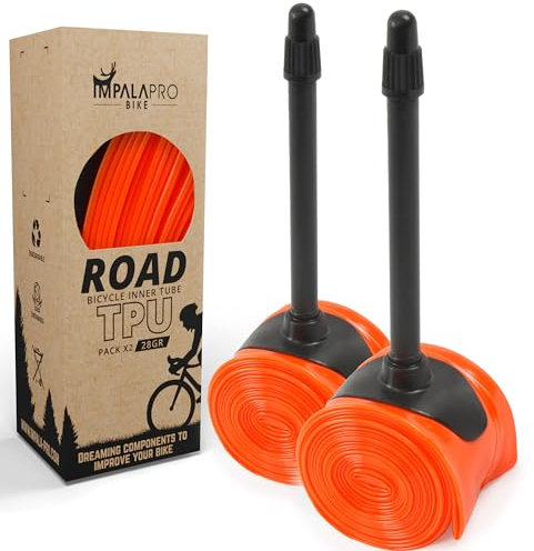 IMPALAPRO - Cámara Bicicleta Carretera 700 x 18-32C Ultraligera 28g 0.2mm válvula Presta 45/65/85mm - Camaras de Aire 700 - Camara Bici Carretera 700 - Camara Bici 700 (2Pcs - Val 85mm)