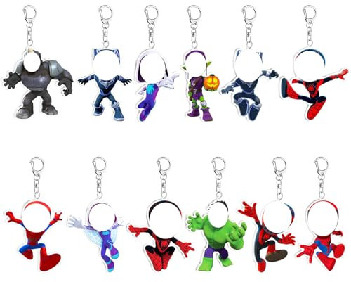 IHLOOTD Anime Schlüsselanhänger 24 Stück Cartoon Autoschlüsselanhänger Acrylic Keychain Set für Kindergeburtstag, Jungs Mädchen Geschenke, Party Tasche Füllstoffe (Rot-B)