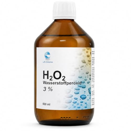 Wasserstoffperoxid 3% pharmazeutisch Rein H2O2 organisch Stabilisiert 500ml | Life Solution, 3 Prozent, pharmazeutische Reinheit, Ph.Eur. , Anwendungsfertig