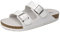 Mesing Sandalias Mules Mujer Hombre Verano Plana Hebilla Punta Abierta Sandalias de Pala Cómodo Piel de Ante Pantuflas de Corcho XZ490-White-EU36