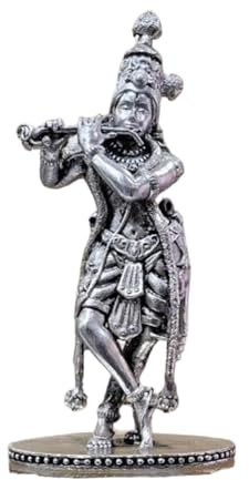 Vishaka Arts Shree Krishna Idol in reinem 925er Silber/Shree Krishna Statue in Silber Hindu-Religion Gott Skulptur Festival 7,6 cm (80 GMS)