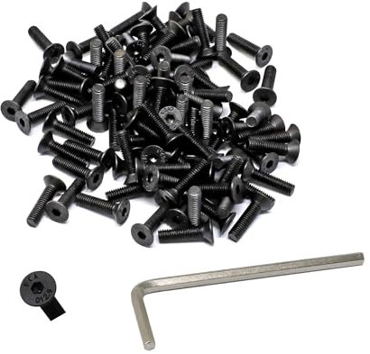 iexcell Juego de 100 tornillos de cabeza plana M3 x 12 mm, paso de rosca de 0,5 mm, aleación de acero de grado 12,9, acabado de óxido negro