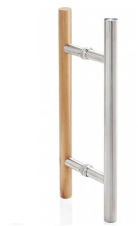 Gedotec Stoßgriff aus Edelstahl matt | 1 Set Türgriff (Innen/Außen) Buche lackiert | DRAVA | Sauna-Stoßgriff inkl. Befestigungsmaterial für Glastüren | beidseitiger Türbeschlag