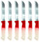 vienberg Solingen Tafelmesser | 6 Stück | Made in Germany | Edelstahl Gemüsemesser Allzweckmesser Allesschneider | Wellenschliff | Obstmesser Küchenmesser (Rot)