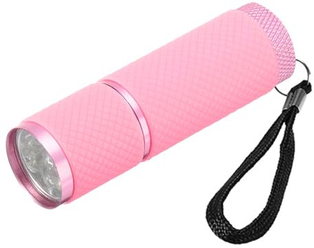 PATIKIL 9 LED Brillan en Oscuridad Linternas Mini Aluminio Linterna Goma Revestida Linterna con Correa para Acampar Senderismo Fiesta Rosa