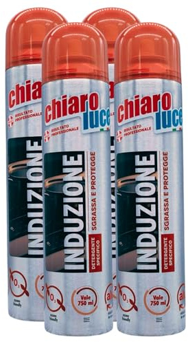 Chiaro Luce Spray Per Piani Cottura a INDUZIONE, Pulito Senza Fatica, Sgrassa Senza Graffiare, Senza Risciacquo 300ml (4 Spray)
