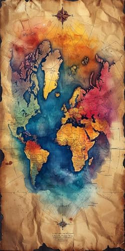 60X120CM Peinture par Numéros Adulte Carte Du Monde, DIY Couleur Peinture Numero Enfant, Peinture Numero Adultes Loisirs Créatifs, Acryliques Paintings avec Peintures et Pinceaux, Decoration Chambre
