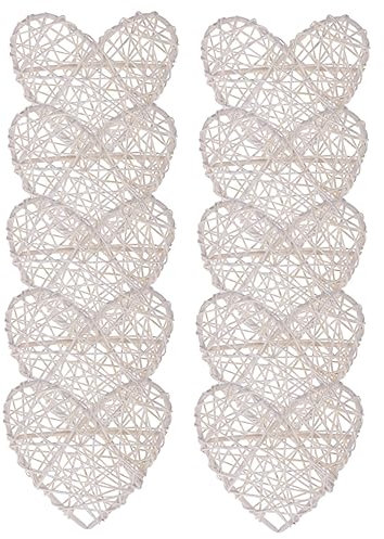 IMIKEYA 10 Stück Rattan Herz Weiß groß - 16 cm Rattenherzen Deko zum Aufhängen Hochzeit Dekoration DIY Handwerk Weide Rattan Herz Wandbehänge Girlande