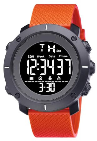 LIWEARE Casual Sport Watch Vintage Collection Unisex Digital Armbanduhr 30M wasserdichte Sportuhr Stoppuhr Kalender leuchtende Digitaluhr mit Wecker ﻿ (Rot)