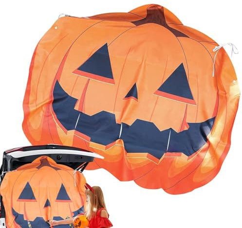 Décoration de garage pour arcade de voiture, kit de décoration de coffre pour l'extérieur,Décorations de porte de garage en forme de citrouille - Bannière de décorations résistantes aux intempéries, p