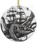 2024 Weihnachten Ornament Schwarz und Weiß Oktopus und Schiff Keramik Ornamente für Weihnachtsbaum Hängende Ornamente mit Goldenem Seil Rund Christbaumschmuck für Weihnachtsdekorationen