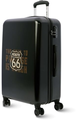 ROUTE 66 - Cabin Travel Suitcases - Cabin Suitcase - Travel Suitcases - Heavy Duty Cabin Suitcase 55x40x20 Ryannair- Trolley Luggage for Aircraft Heavy Duty with 4 Wheels 360º and Lock, Black/White,