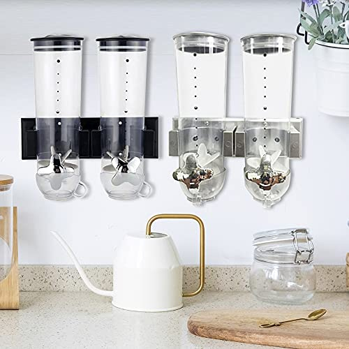 Shiyinge 2-BehäLter MüSlispender Cornflakesspender GroßE KapazitäT Doppelt Wand Getreidespender Wandmontage Cornflakes Kornflakes SüßIgkeiten Spender Cerealienspender BehäLter Für Lagerung (Schwarz)