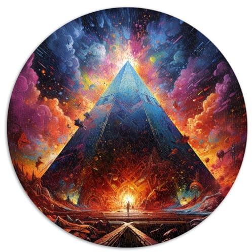 1000-teiliges Puzzle, Pyramidenmalerei, runde Puzzles, für Erwachsene und Kinder, Kartonpuzzle, Lernspiel, Herausforderungsspielzeug, Größe 67,5 x 67,5