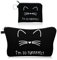 Sac De Rangement Chat Noir 2 Pièces, Sac À Cosmétiques Portable, Joli Porte-Monnaie, Sac De Rangement Multifonctionnel, Sac De Rangement Pour Femmes
