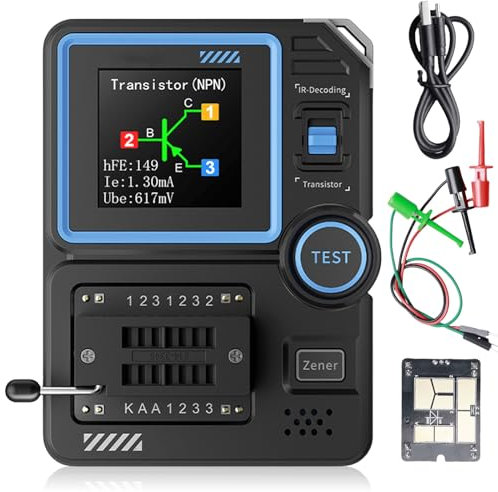 LCR-P1 - Tester transistor con display a colori, condensatore a diodi, misuratore di resistenza LCR ESR, contatore di resistenza LCR, tester multifunzione NPN PNP MOSFET IR