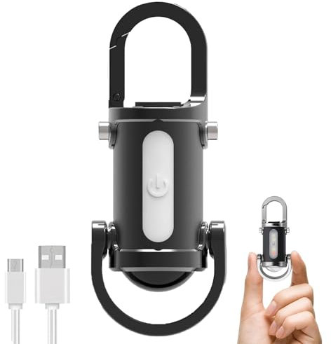 CHENRI 1200LM Super Bright Mini Keychain Flashlight Waterproof, Ultra-Bright LED Keychain Flashlight, 3 in 1 Powerful Mini Flashlight with Power Bank & 3 Modes for Outdoor, Camping (Black)
