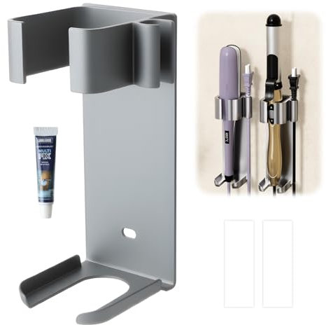 NIRJIK Edelstahl Fönhalter, Wandhalterung Halter Metall Organizer, Ohne Bohren, Für Dyson Airwrap, Glätteisen, Glättbürste, Lockenstab U.V.M., Geeignet Für Badezimmer & Schminktisch