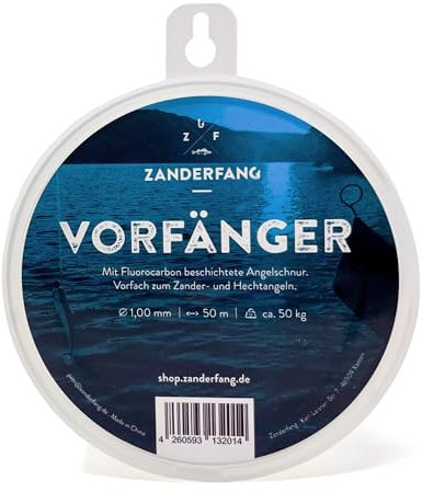 Zanderfang - Fluorocarbon Vorfach Angel-Schnur für Hecht und Zander – Vorfach-Schnur Vorfänger – 1 mm - 50m, Hechtangeln und Meeresangeln