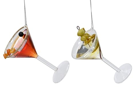 Christbaumschmuck Glas 11cm - Cocktail Figur zum Aufhängen - 1 Stück sortiert - mundgeblasen - Weihnachtsbaum Anhänger für Weihnachten - Christbaumanhänger & Weihnachtsbaumschmuck - Orange Grün