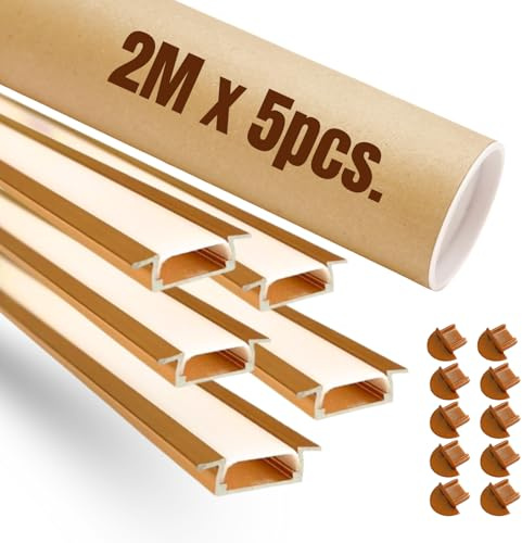 Evotrade LED-Aluminium Einbauprofile 5er Set – 2 m pro Schiene mit Abdeckung & Endkappen, für LED-Streifen, einfache Montage, Innen- & Möbelbeleuchtung - Golden Bronze