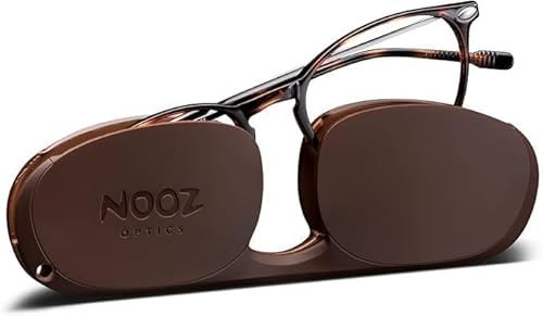 NOOZ Optics – Lupenbrille – Lesen – ultraleichte Rahmen aus Nylon – Ultra-kompaktes Etui für den Alltag – Alterssichtigkeit – Alba – Oval, Schildkröte, 18 mois