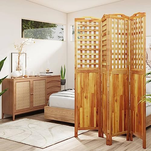 Raumteiler Sichtschutz,4-TLG. Paravent 162x2x180 cm Massivholz Akazie,Raumtrenner für Büro,Wohnzimmer,Schlafzimmer
