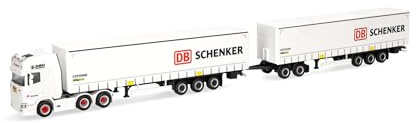 Herpa LKW Modell Scania CR 20 HD Kühlkoffer-Sattelzug mit zweitem Auflieger (Lang-LKW) DB Schenker (Schweden), Miniatur im Maßstab 1:87, Sammlerstück, Made in Germany, Kunststoff