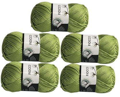Fiocco Gomitoli di Cotone 100% Naturale per Uncinetto, 50g 125m, per Amigurumi e Maglieria a Uncinetto (5, Verde Acido - 7668)