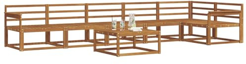 vidaXL Outdoor-Sofagarnitur 7 pcs Natur Massivholz Akazie, Garten-Lounge-Sofa-Set, modernes Ecksofa, langlebige Gartenmöbel, anpassbare Terrasse für Wohnräume