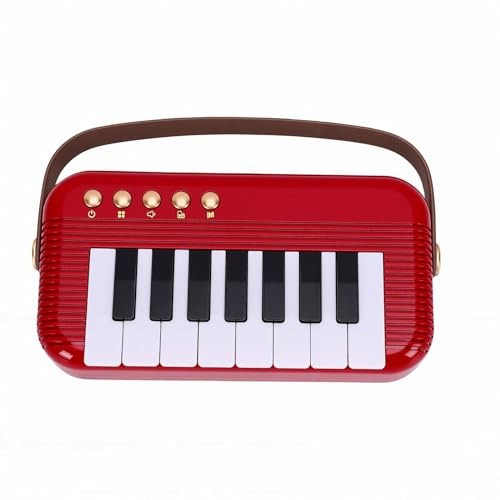RiToEasysports Mini Pianoforte Giocattolo, Tastiera per Pianoforte in ABS per Bambini, Strumento Musicale Portatile Alimentato a Batteria con Brani Dimostrativi, Controllo del Volume e Adesivo in
