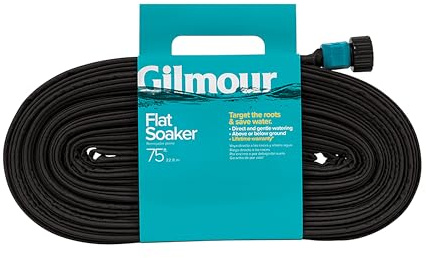 GILMOUR 870751-1001 75' Black Flat Weeper Soaker, Drip Irrigation Outdoor, Flexible Hose for Vegetable Gardens, Flower Beds, Lawns, and Orchards