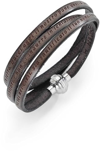 Damen Armband von Amen. Lederarmband mit Gravur Vater Unser. Farbe: Schlamm Schmuck Länge 54 cm Die Referenz ist pnit16-54