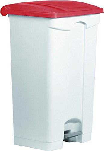 Helit | Treteimer | aus Polypropylen | 90 l | Deckel rot | mit Rollen