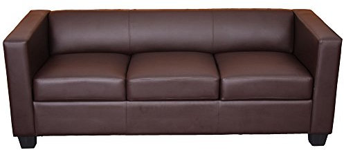 Mendler 3er Sofa Couch Loungesofa Lille - Kunstleder, Coffee