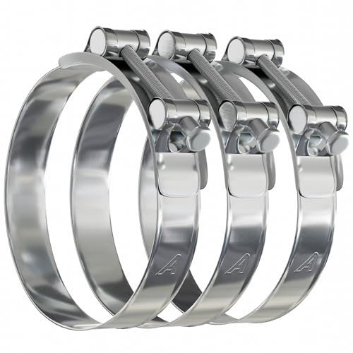 3 Pack - 60mm > 63mm T Bolt Hose Clamps Zinc Turbo Pipe Clips