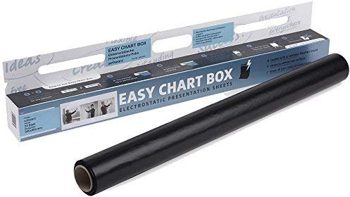 Easy-Chartbox selbsthaftende Tafel-Folie für Präsentation schwarz 25 Blatt 80x60 cm wie Flipchart, Whiteboard oder Tafel to go