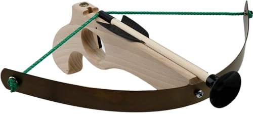 BestSaller 12129 Holz Armbrust klein mit Stahlbogen ca. 25 cm, inklusive 3 Bolzen 1213 ca. 18 cm, Natur, 4-teilig (1 Set)