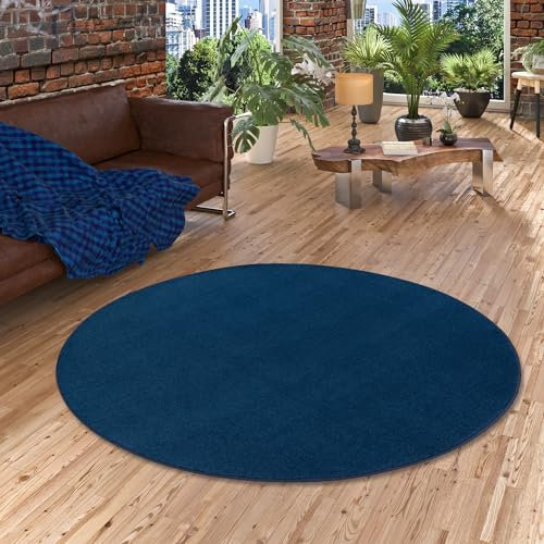 Joy Trend Velour Teppich Dunkelblau Rund in 7 Größen