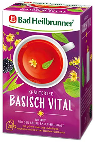 Bad Heilbrunner Basisch Vital Tee im Filterbeutel, 12er Pack (12 x 20 Filterbeutel)