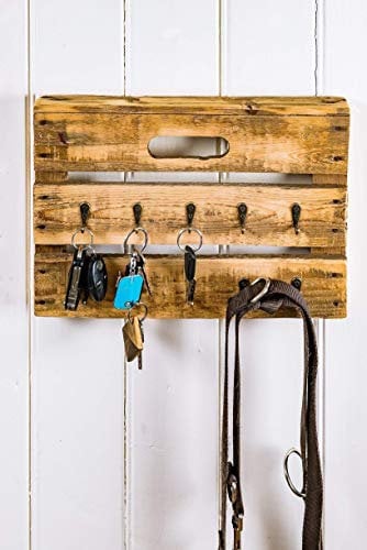 Schlüsselbrett, Schlüsselboard aus Altholz Holz alter Obstkiste mit 10 Haken