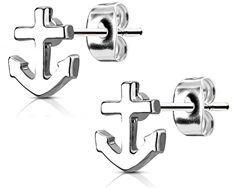 Bungsa SILBERNE Ohrstecker ANKER - maritimes Ohrringe Set mit ANKERN in SILBER- für Damen & Herren - Ohrringe zum Stecken aus EDELSTAHL - edler Ohrschmuck Anker