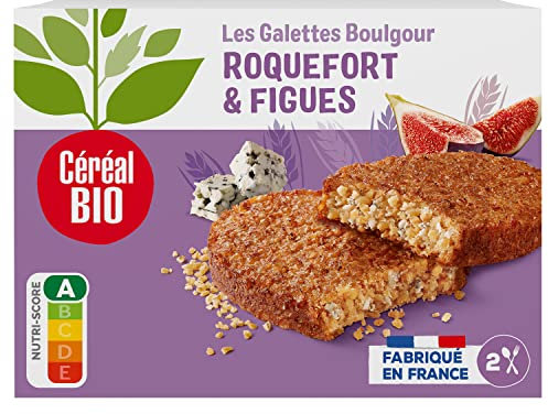 Céréal Bio Galettes Roquefort Figue – Galettes Végétales Bio au Boulgour, Roquefort AOP & Figue – Sucré-Salé, Végétarien, Prêt en 5 Min – 200g (2x100g)