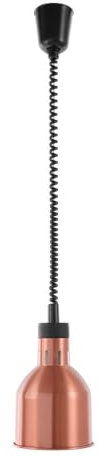 HENDI Wärmelampe, Zylinder, Inkl. Bruchsicher Infrarotlampe, Höhenverstellbar, zum Warmhalten von Speisen, Speisenwärmer, E27 Fassung, 230V/250W, ø175x(H)250mm, Aluminium, Kupfer