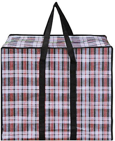 Clara Large Checkered Storage Bag Oversized Waterproof Moving Totes Carrying Bag Luggage Bag Reusable Laundry Bag(Black, 24×24’’)