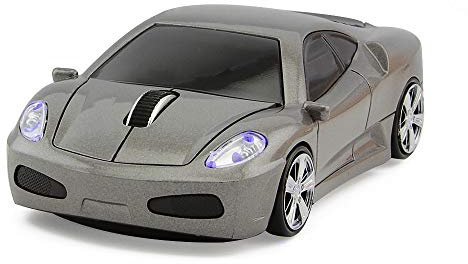 ECOiNVA Kabellos Auto Maus, Sportwagen Maus für Laptop PC Computer Maus (Grau)