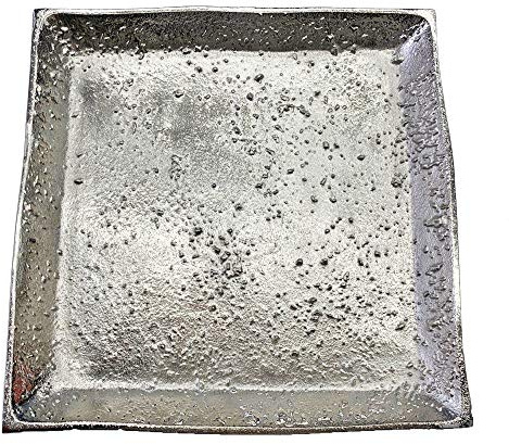 Riffelmacher Deko Teller quadratisch 70752 - Silber 28x28cm - Schönes Dekotablett Weihnachten Dekoration Herbst