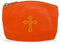 Rosenkranztasche mit goldfarbenem Kreuz und Reißverschluss Orange